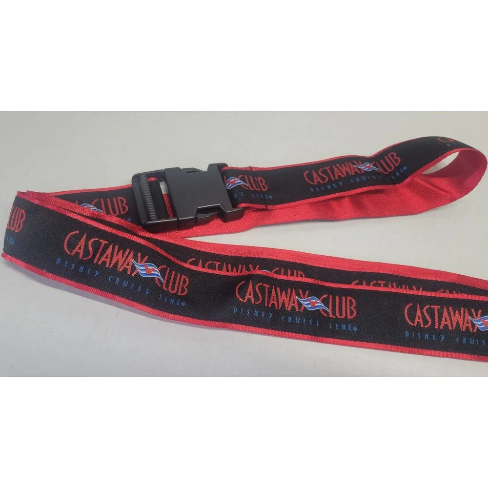 Disney Cruise Line Castaway Club Luggage Strap Red Black Adjustable‎ Buckle Belt